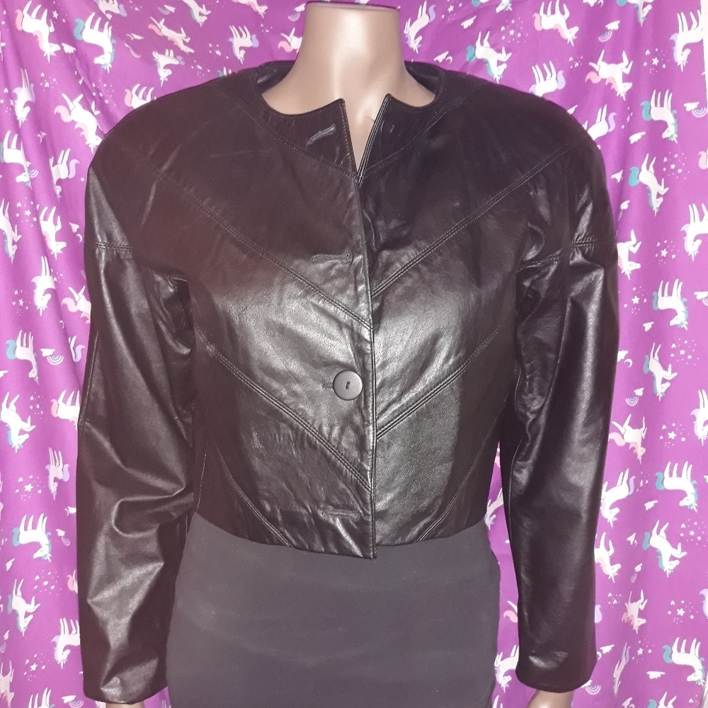 Saks 5th Ave West Bay Sports Leather Coat